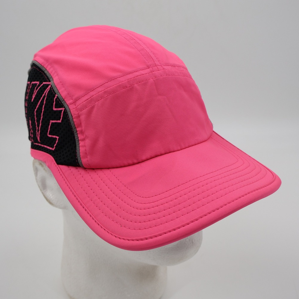 Nike AW84 Dri-FIT Running Hat Womens OSFM Pink Black 5-Panel Mesh Cap 848376-631